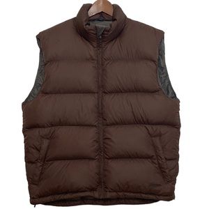 MEC Brown Gray Nylon Goose Down Puffy Vest Size Large Gorpcore